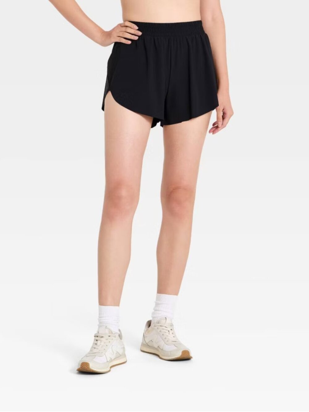 Woven High-Rise Ladder Trim Athletic Run Shorts 3" - All In Motion Black S